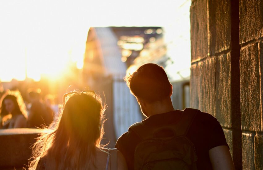 Couple enjoying an autumn date night