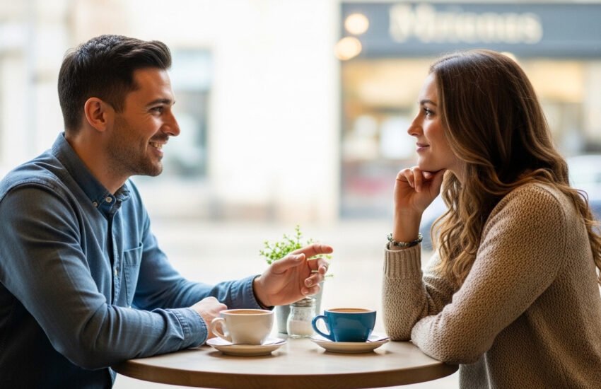 Couple on a date talking about dating intensions