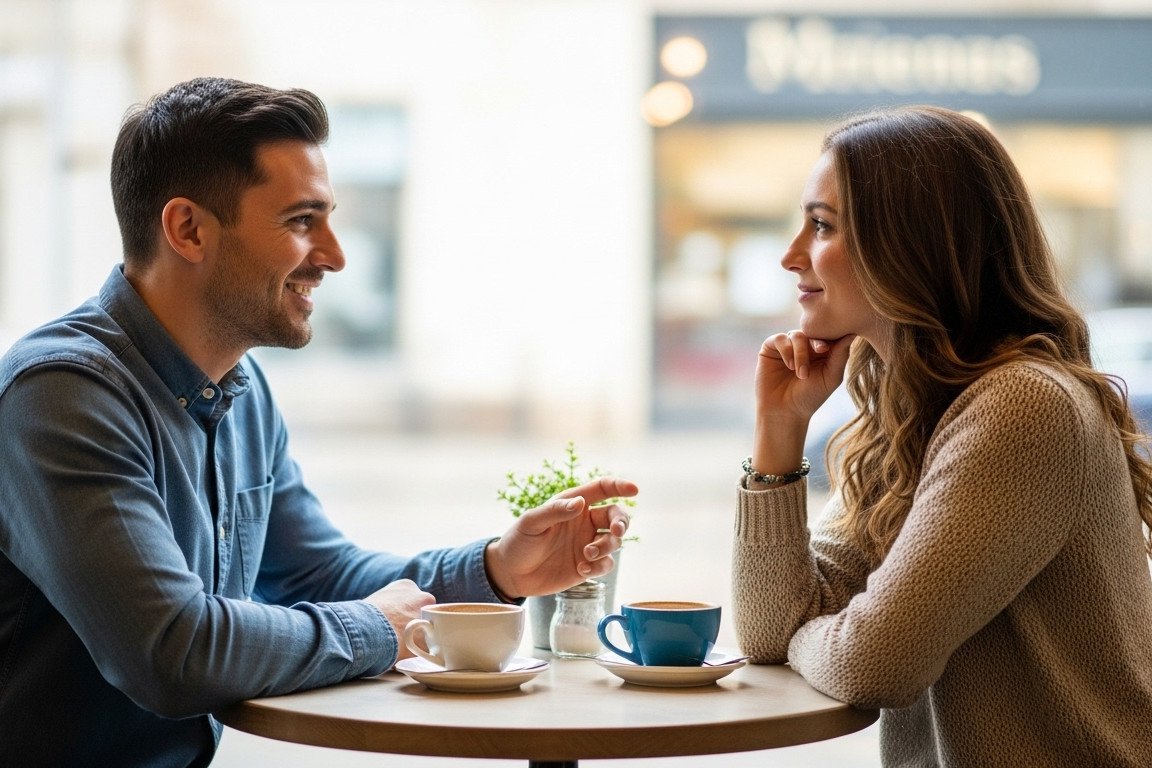 Couple on a date talking about dating intensions