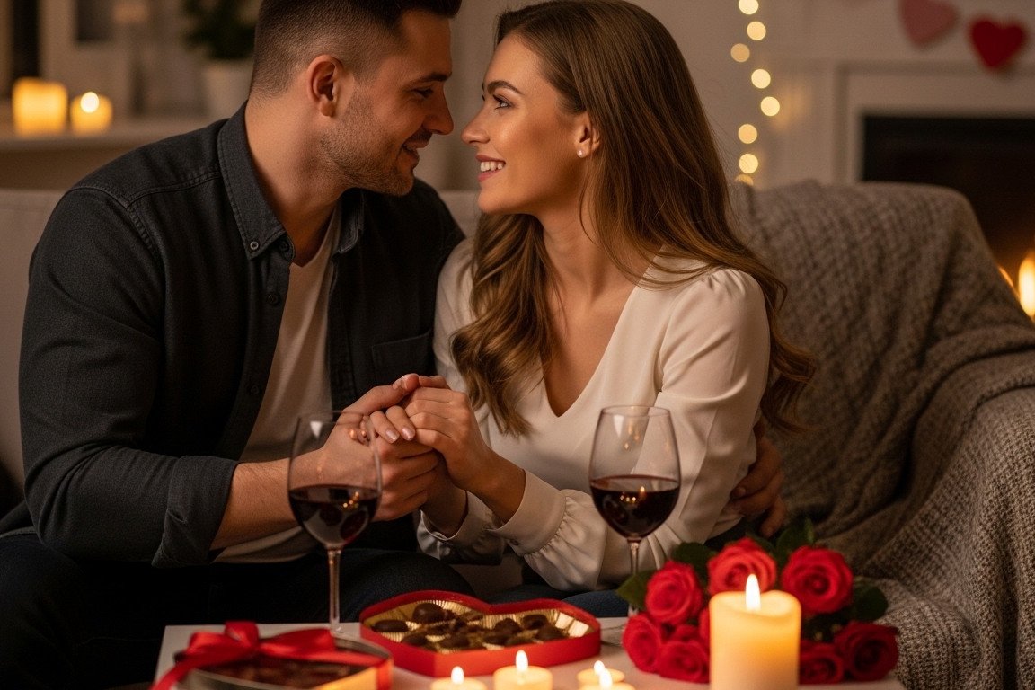 Couple celebrates Valentine's Day at home