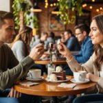 Couple sharing a piece of cake