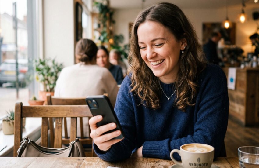 Woman reading a message