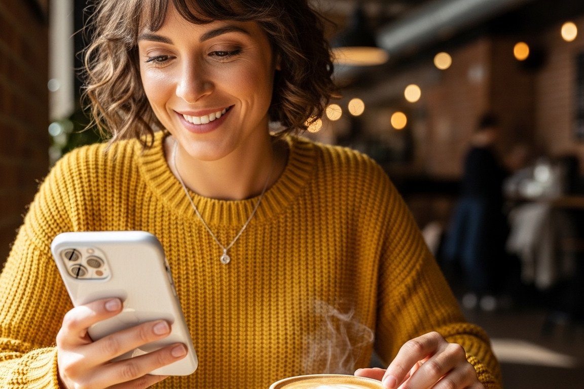 Woman texting with her phone