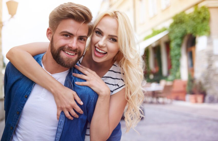 Smiling couple on a sunny day