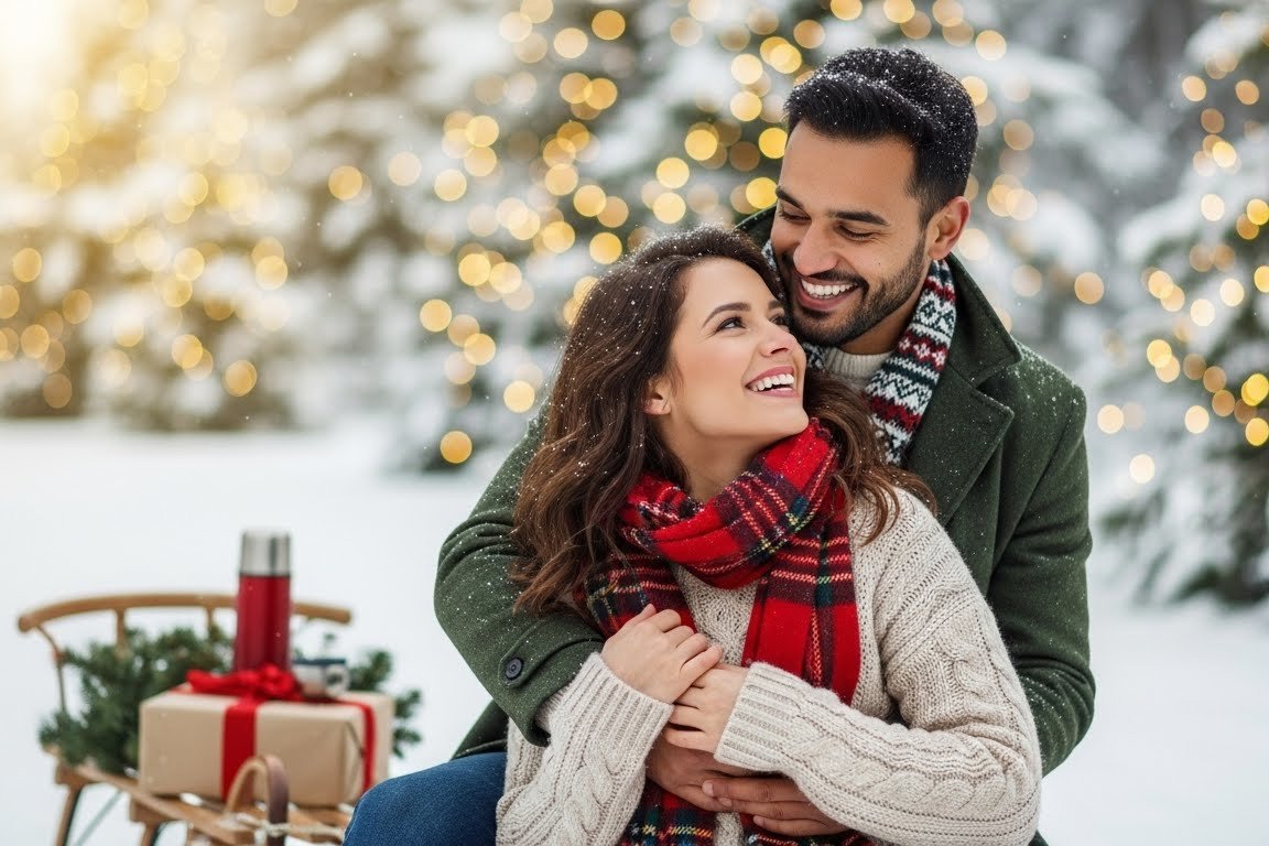Romantic Outdoor Christmas Photo Ideas