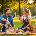 Couple on a picnic in the park