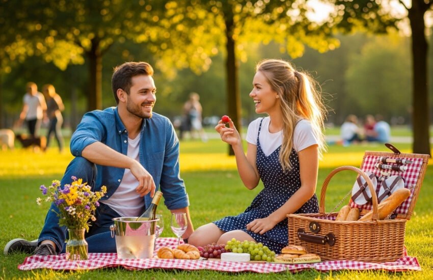Couple on a picnic in the park