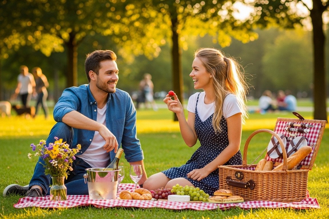 Couple on a picnic in the park