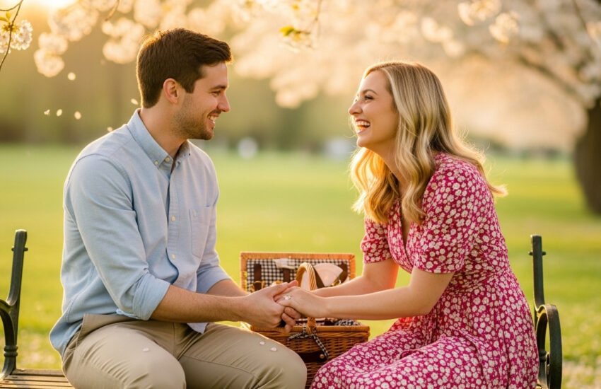 Couple enjoying a spring day outdoors