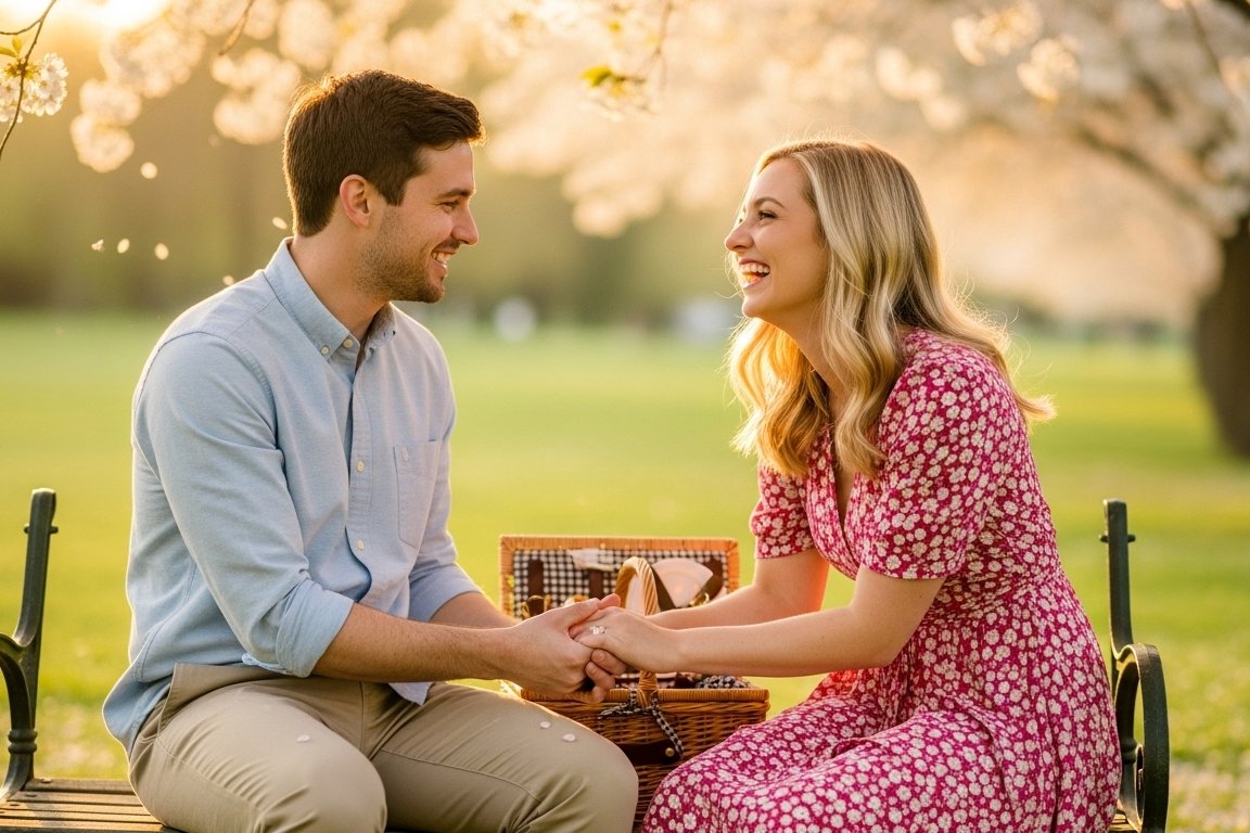 Couple enjoying a spring day outdoors