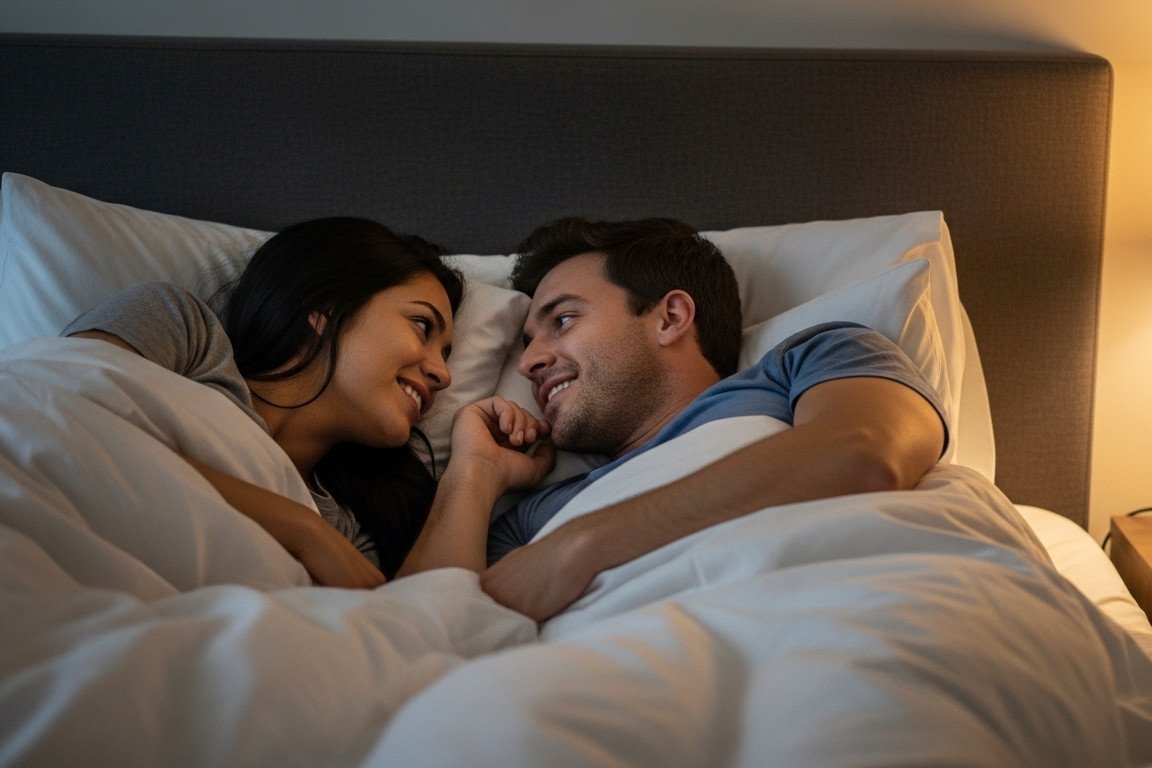 Couple wishing each other good night